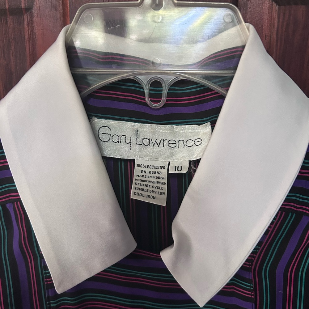 Gary Lawrence Purple Stripe Vintage Dress with White Collar